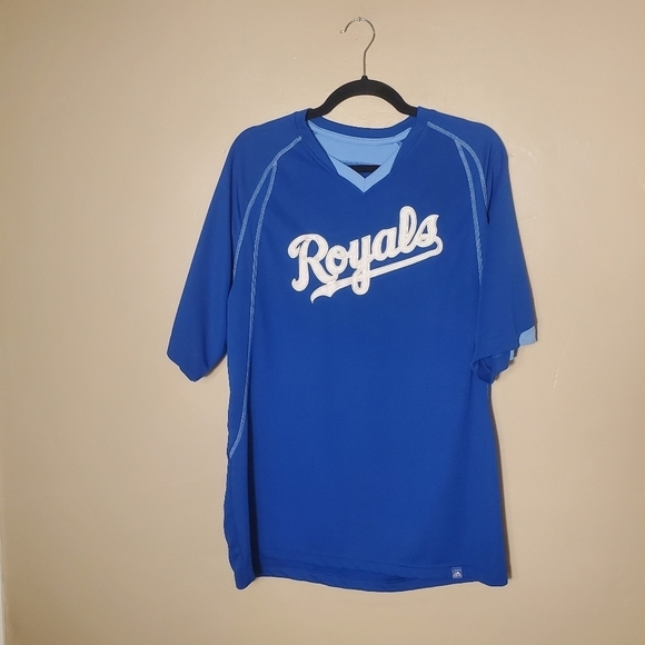 Kansas City Royals Majestic Blue and White Baseball Polyester Jersey Size Large - Picture 2 of 8